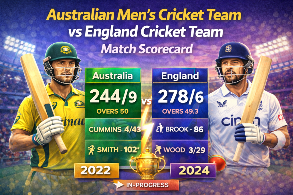 Australian Men’s Cricket Team vs England Cricket Team Match Scorecard