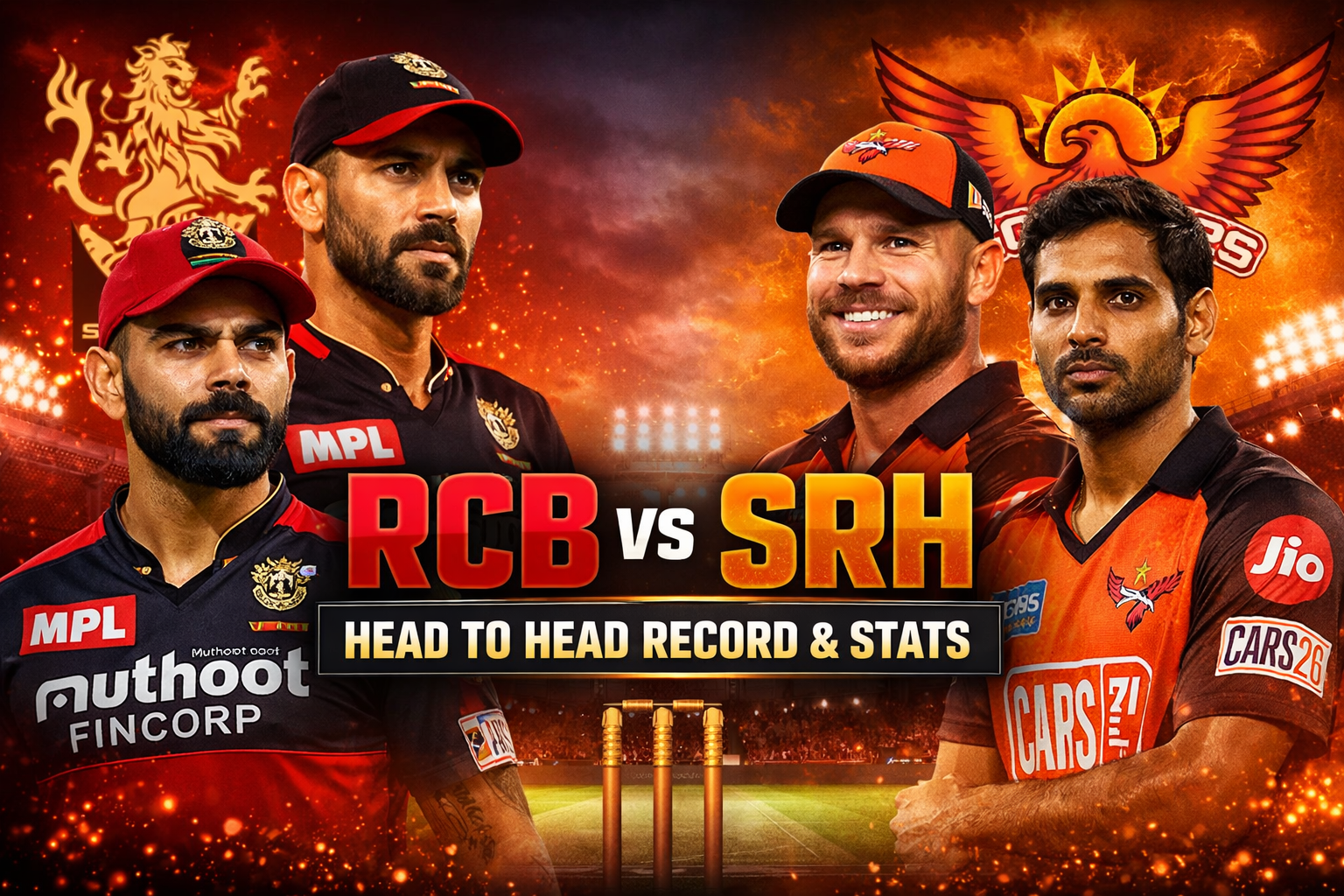 RCB vs SRH Head to Head Record, Stats & Match History
