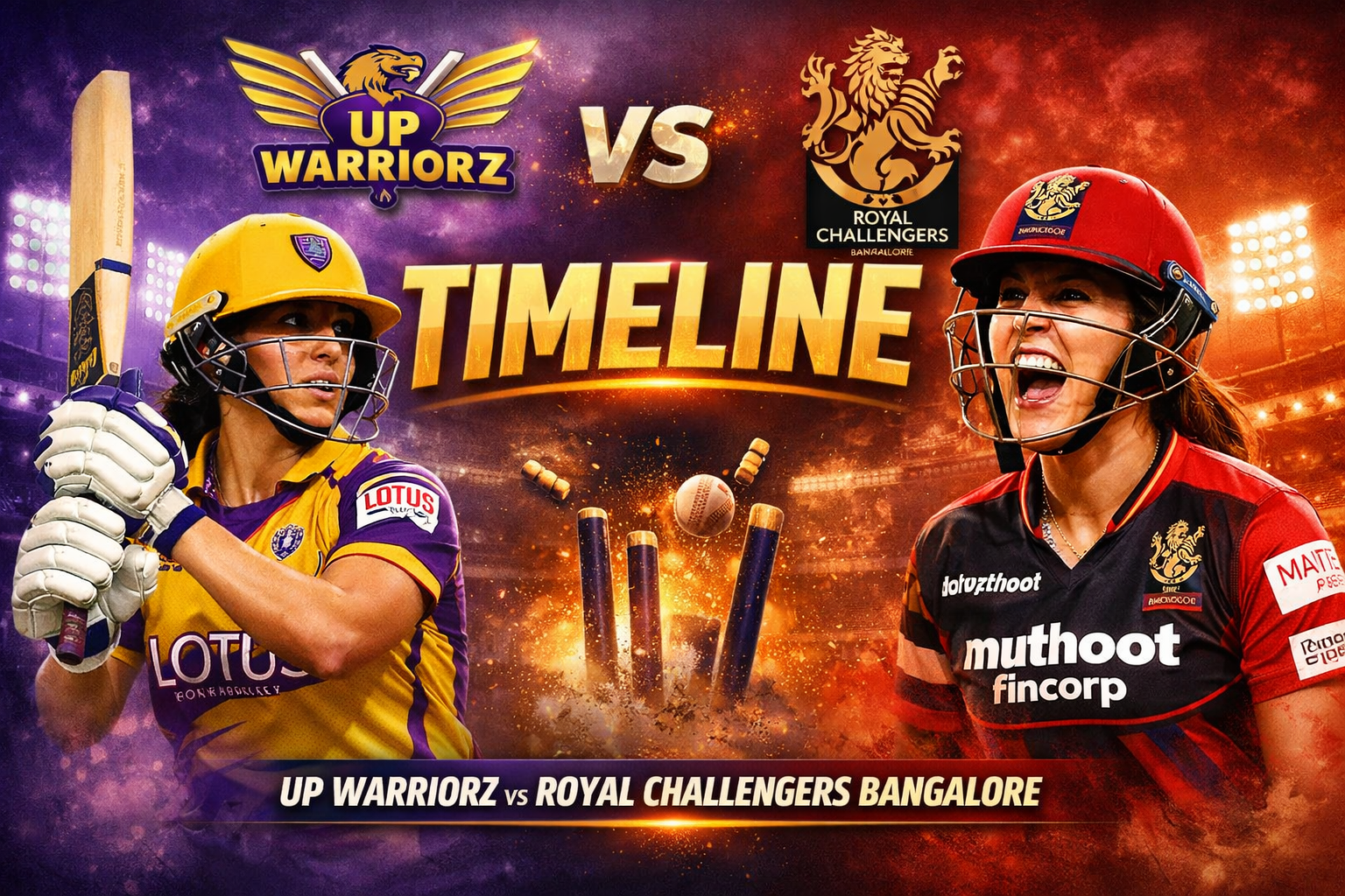 UP Warriorz vs Royal Challengers Bangalore Timeline